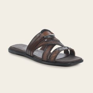 Sandalia en piel genuina de pitón para dama