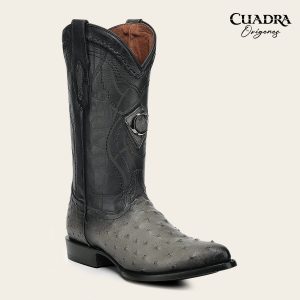 Bota tradicional Orígenes en piel genuina de avestruz para caballero