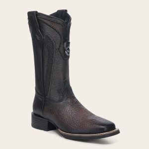 Bota rodeo en piel genuina de bisonte para caballero