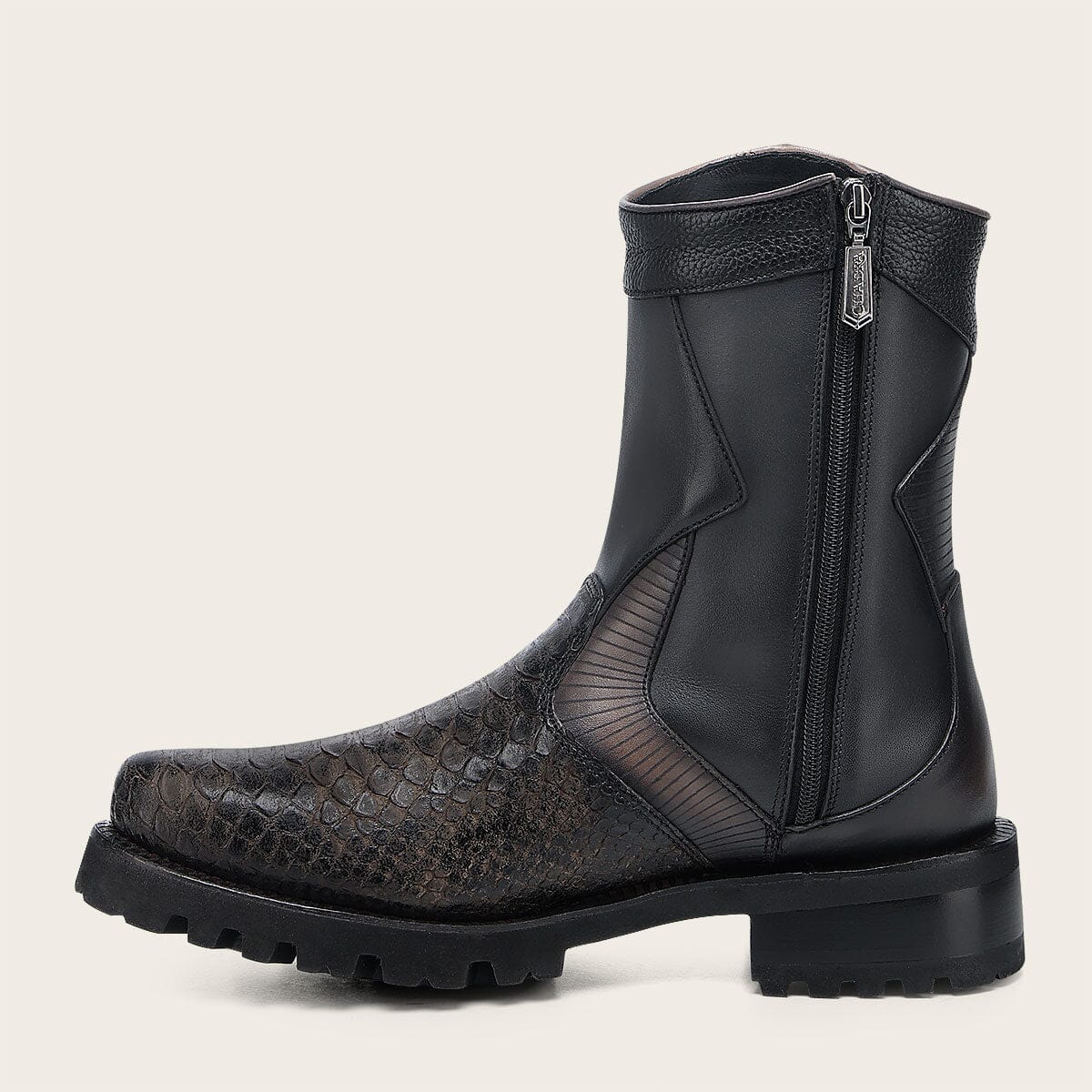 Bota biker en piel genuina de pitón para caballero - Imagen 7