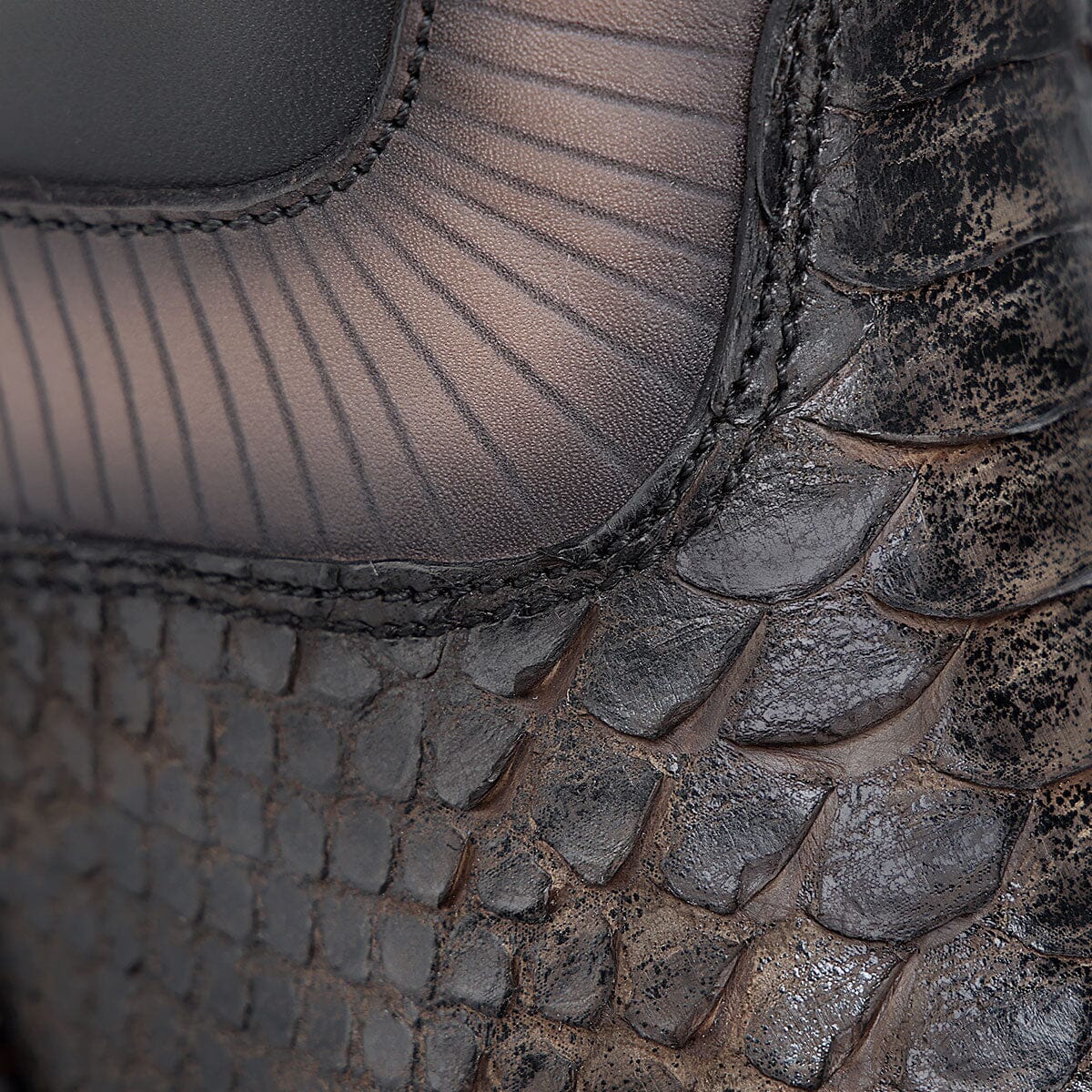 Bota biker en piel genuina de pitón para caballero - Imagen 4
