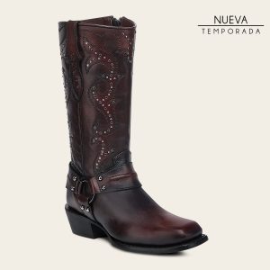 Bota biker en piel genuina para dama