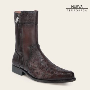 Bota de vestir en piel genuina de avestruz para caballero