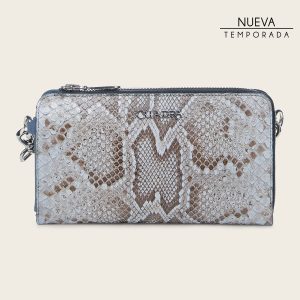 Cartera en piel genuina de pitón para dama