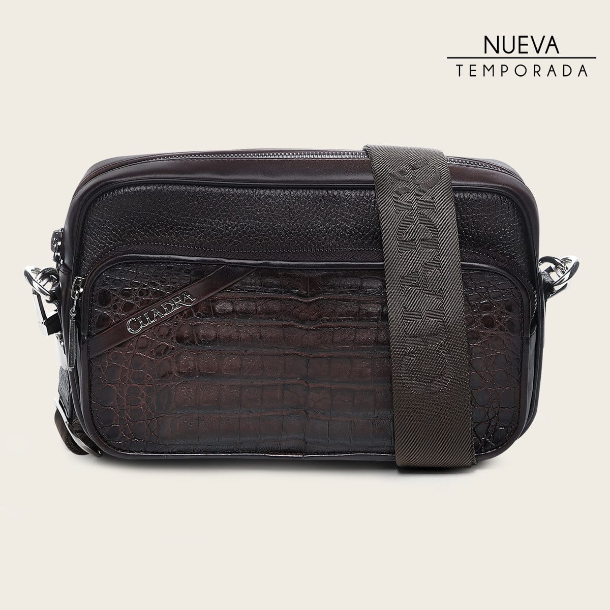 Bandolera en piel genuina de fuscus para caballero - Imagen 2