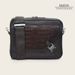 Bandolera en piel genuina de fuscus para caballero