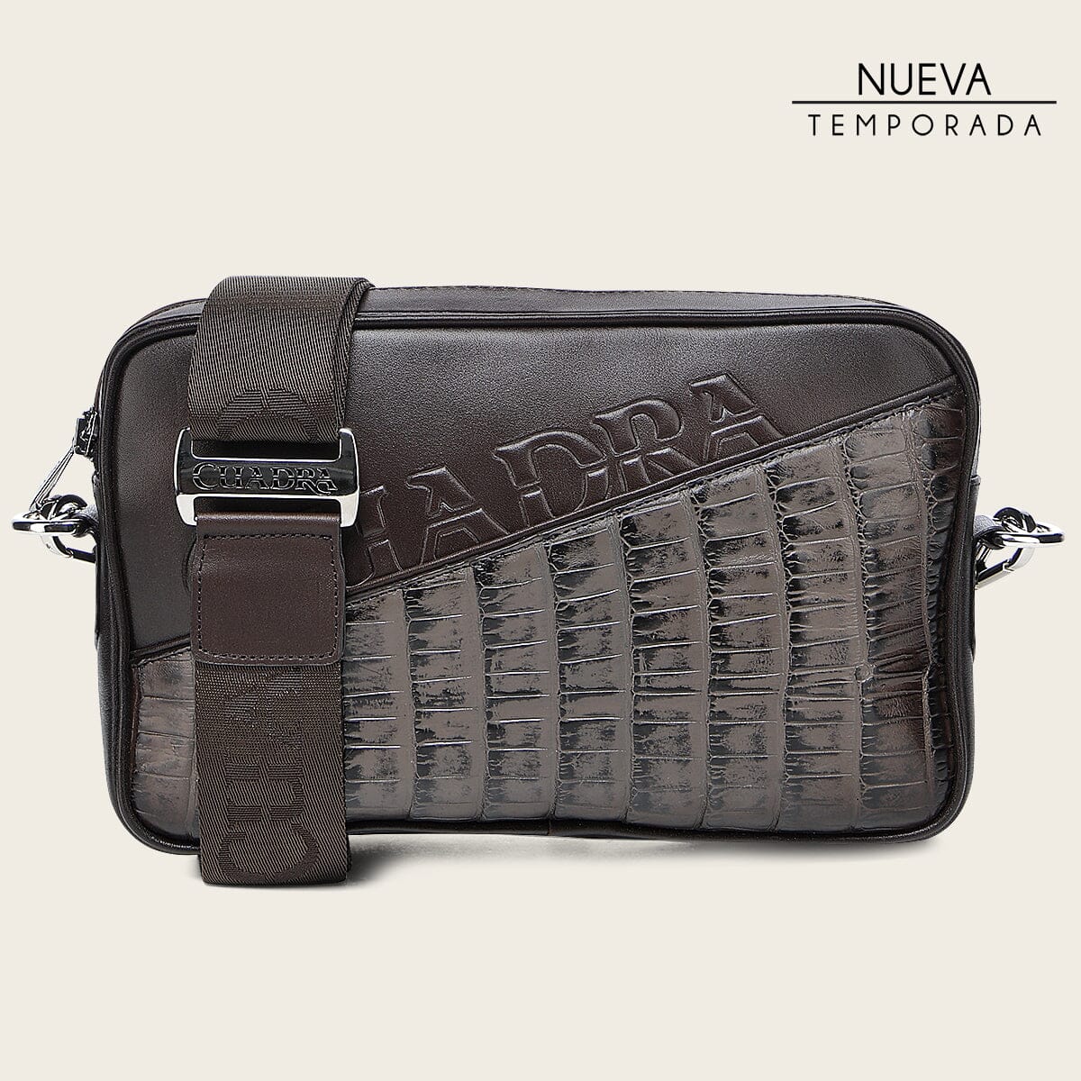 Bandolera en piel genuina de alligator para caballero - Imagen 2
