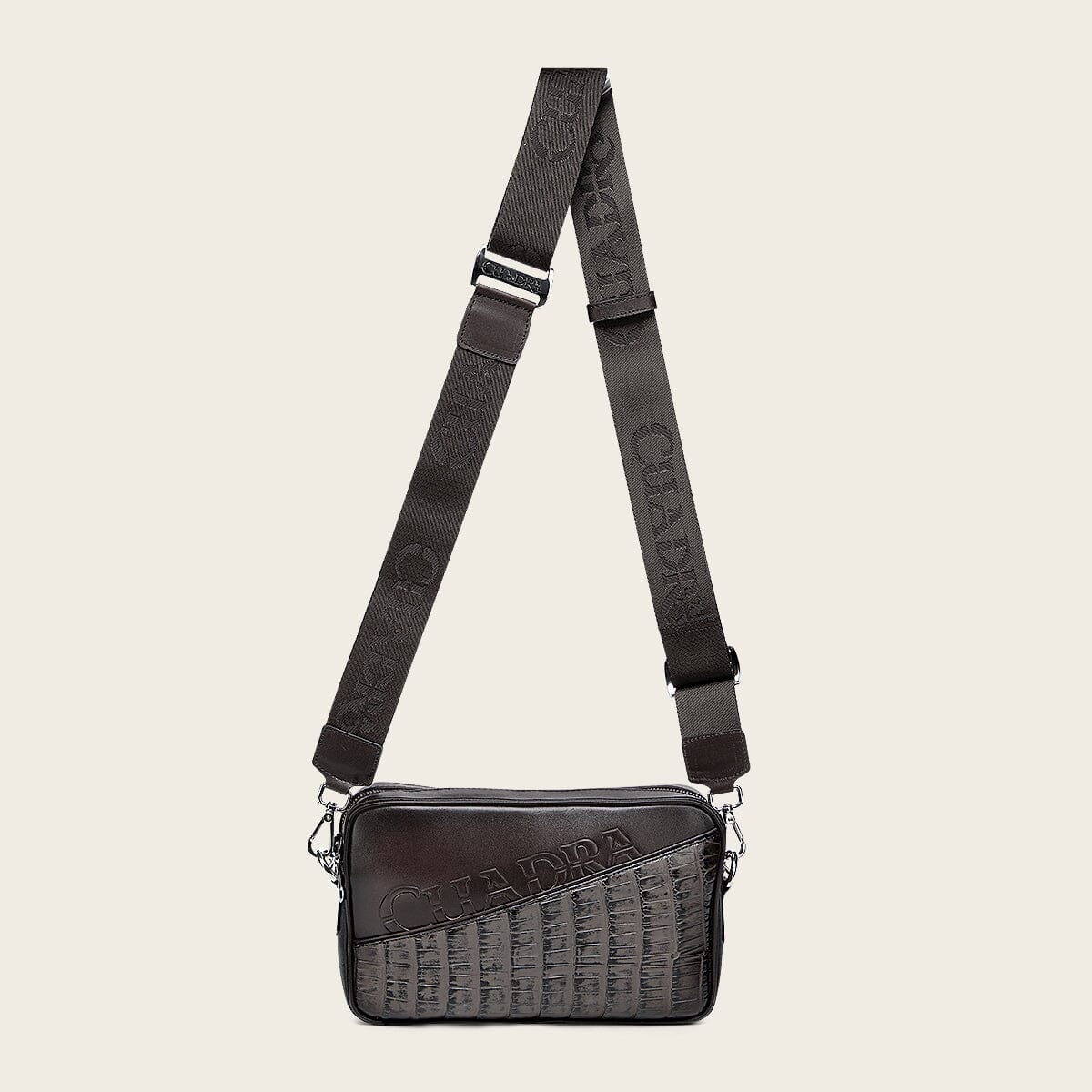 Bandolera en piel genuina de alligator para caballero - Imagen 7