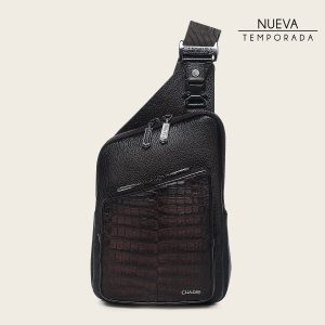 Bandolera en piel genuina de fuscus para caballero