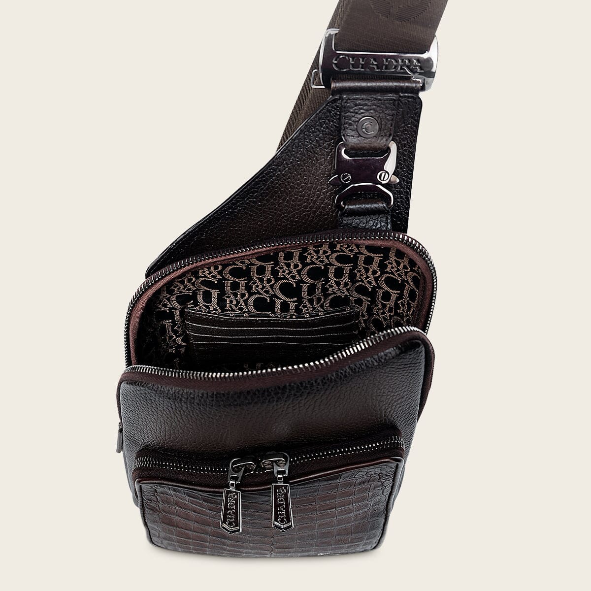 Bandolera en piel genuina de fuscus para caballero - Imagen 4