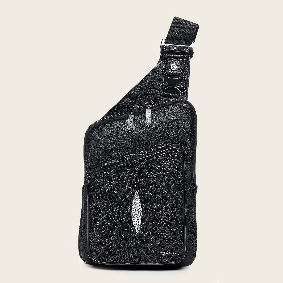 Bandolera en piel genuina de mantarraya para caballero - Imagen 8