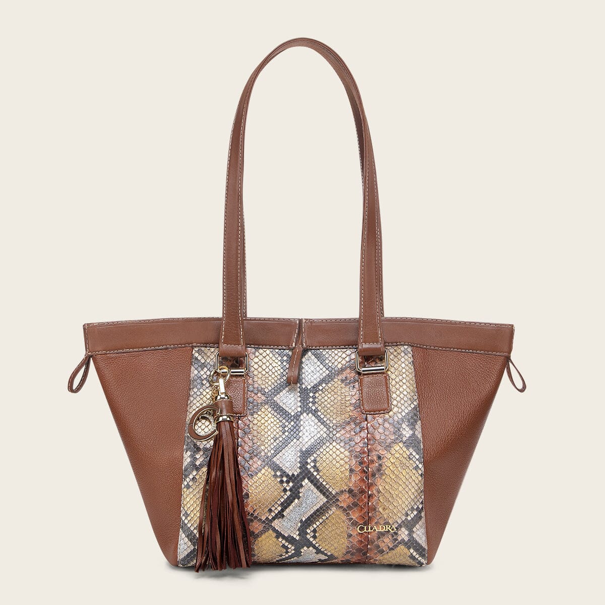 Bolso tote en piel genuina de pitón para dama - Imagen 7