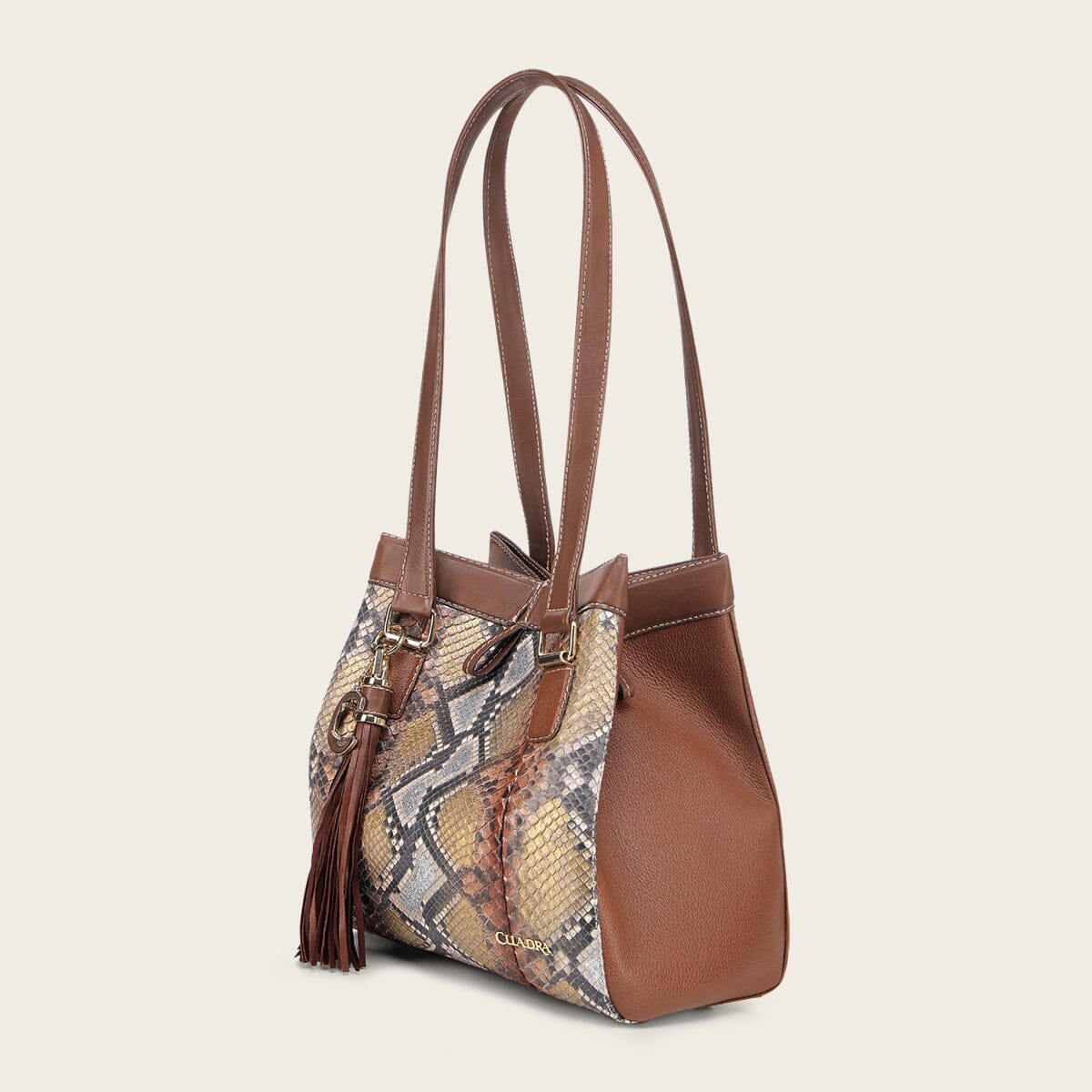 Bolso tote en piel genuina de pitón para dama - Imagen 3