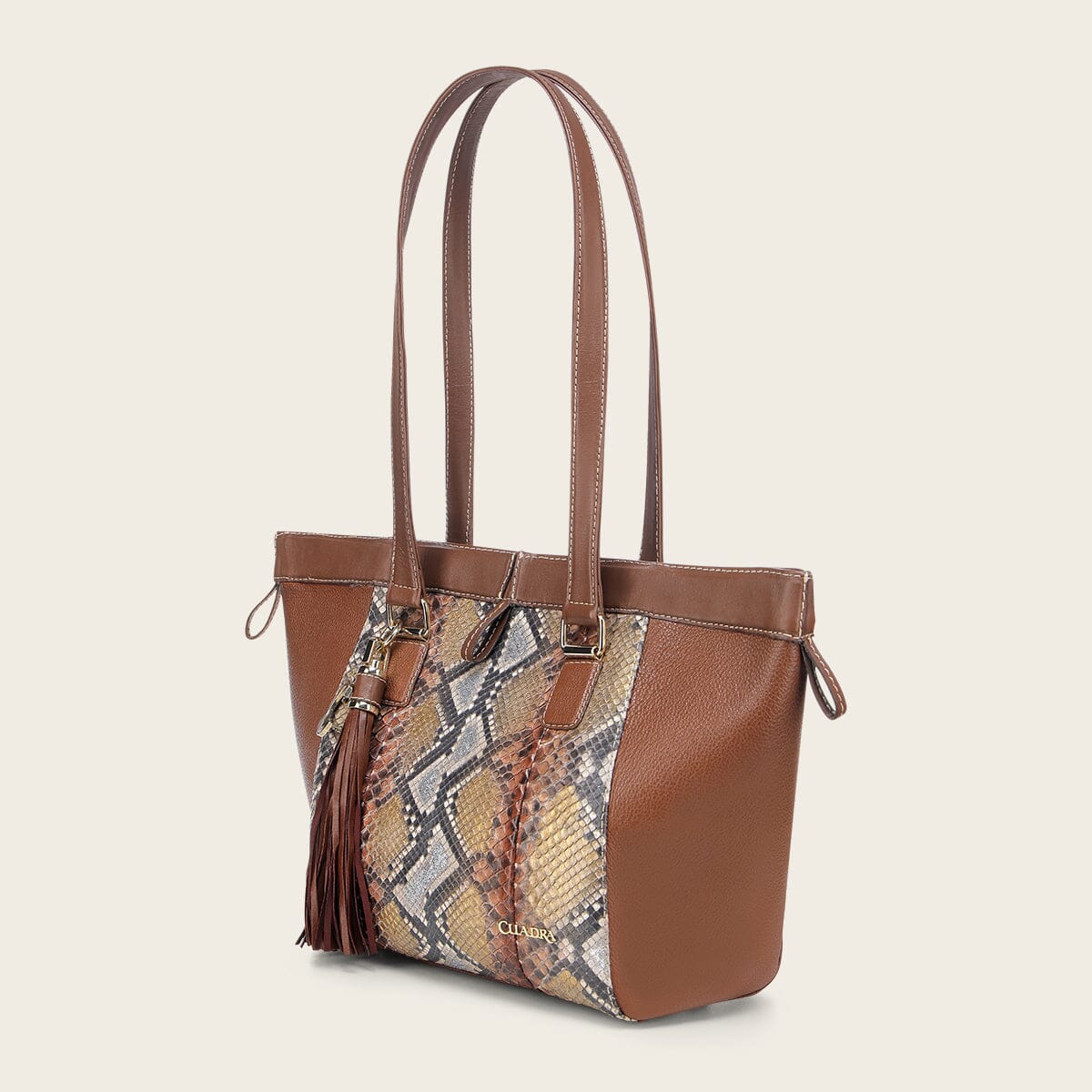 Bolso tote en piel genuina de pitón para dama - Imagen 8