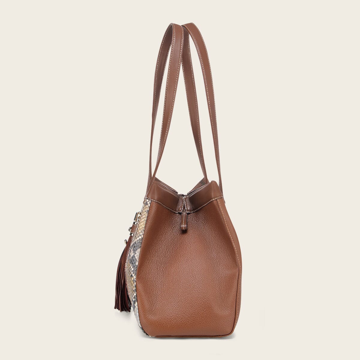 Bolso tote en piel genuina de pitón para dama - Imagen 4