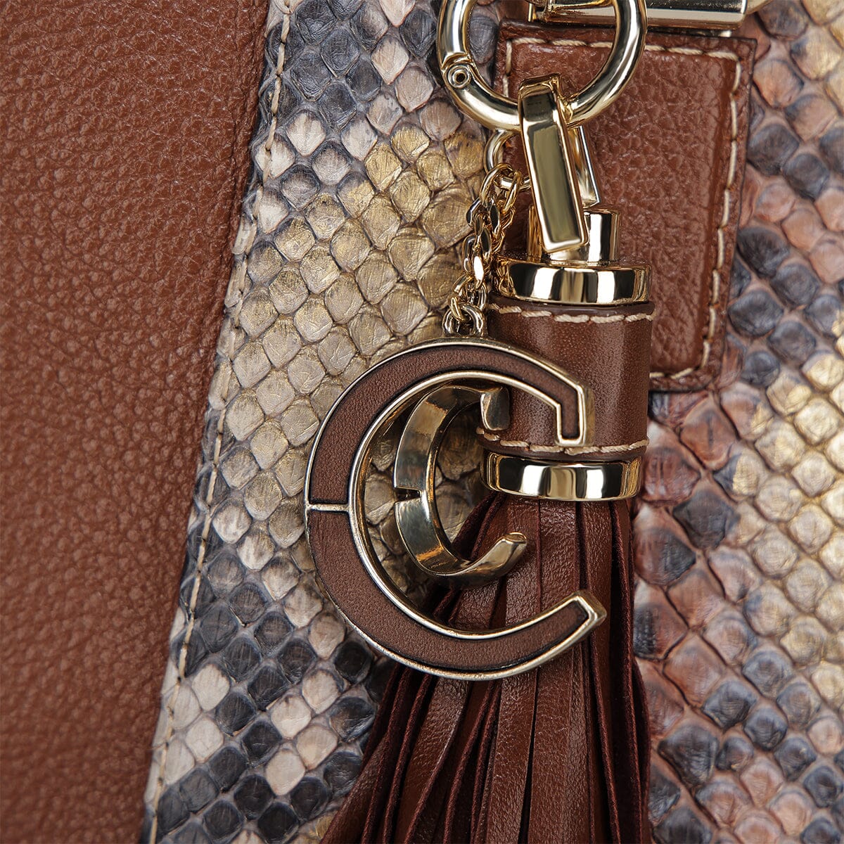 Bolso tote en piel genuina de pitón para dama - Imagen 6