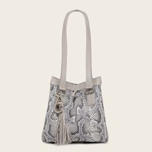 Bolso tote en piel genuina de pitón para dama