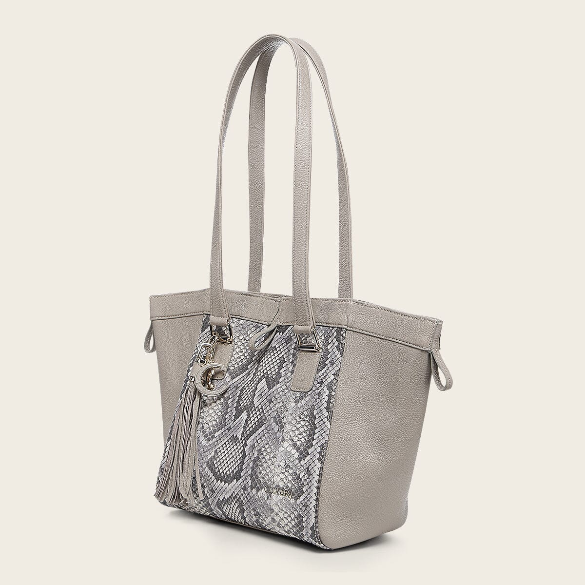 Bolso tote en piel genuina de pitón para dama - Imagen 9