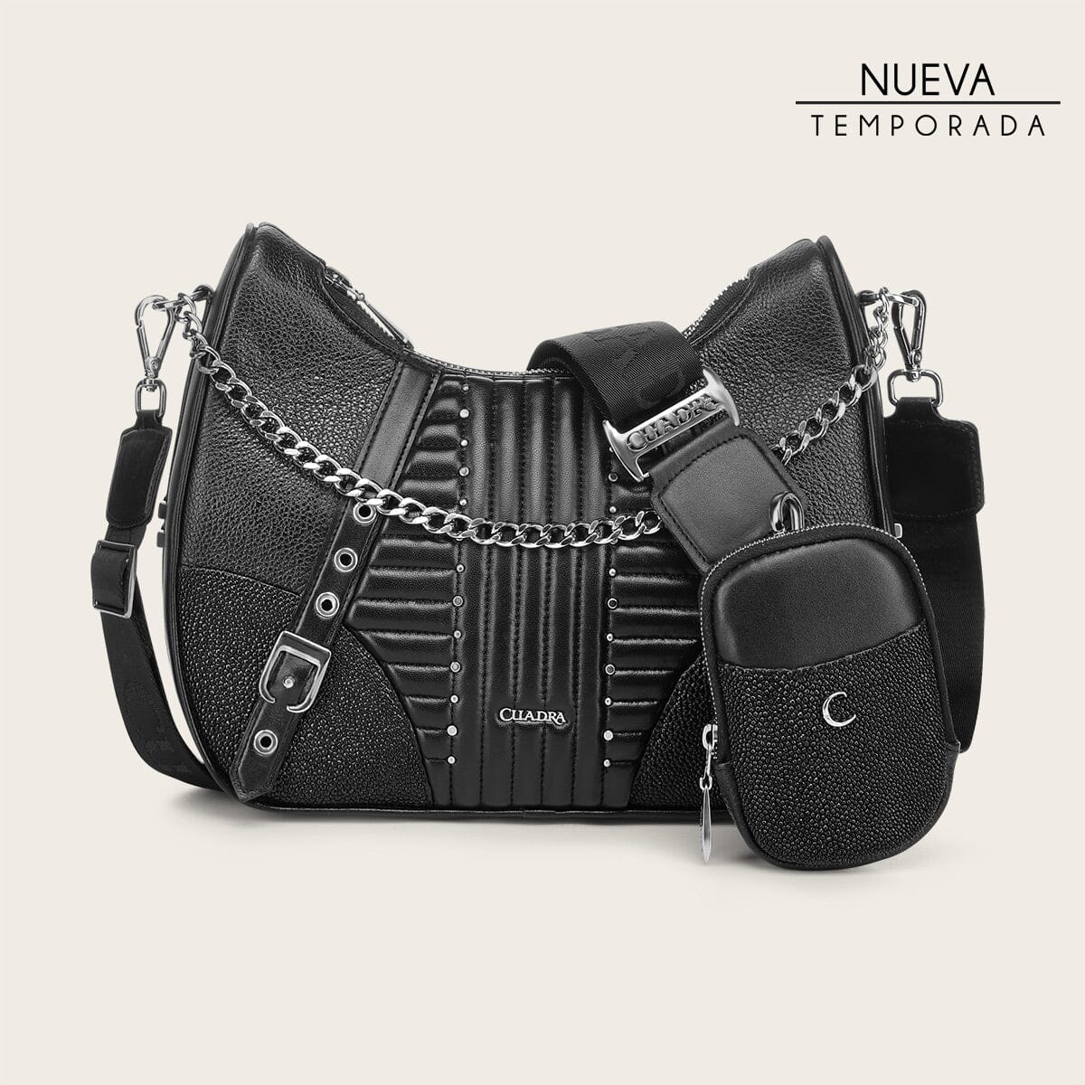 Crossbody en piel genuina de mantarraya para dama