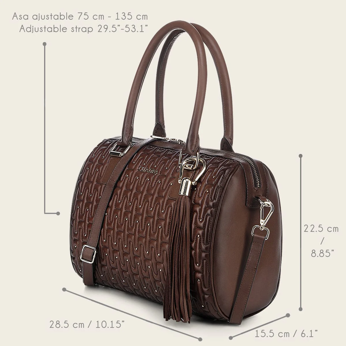 Bolso de hombro en piel genuina de cordero para dama - Imagen 9