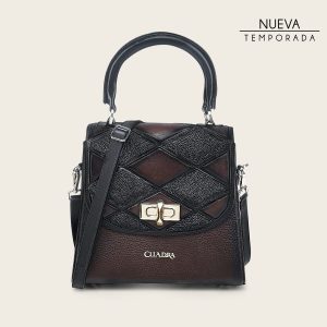 Bolso de mano en piel genuina de mantarraya para dama