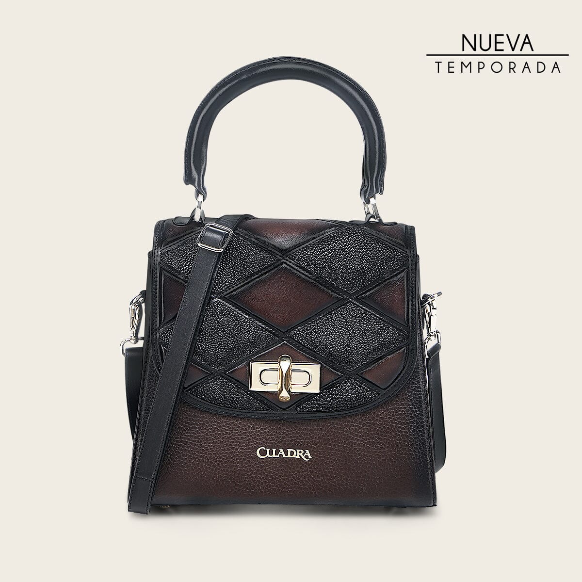 Bolso de mano en piel genuina de mantarraya para dama - Imagen 2