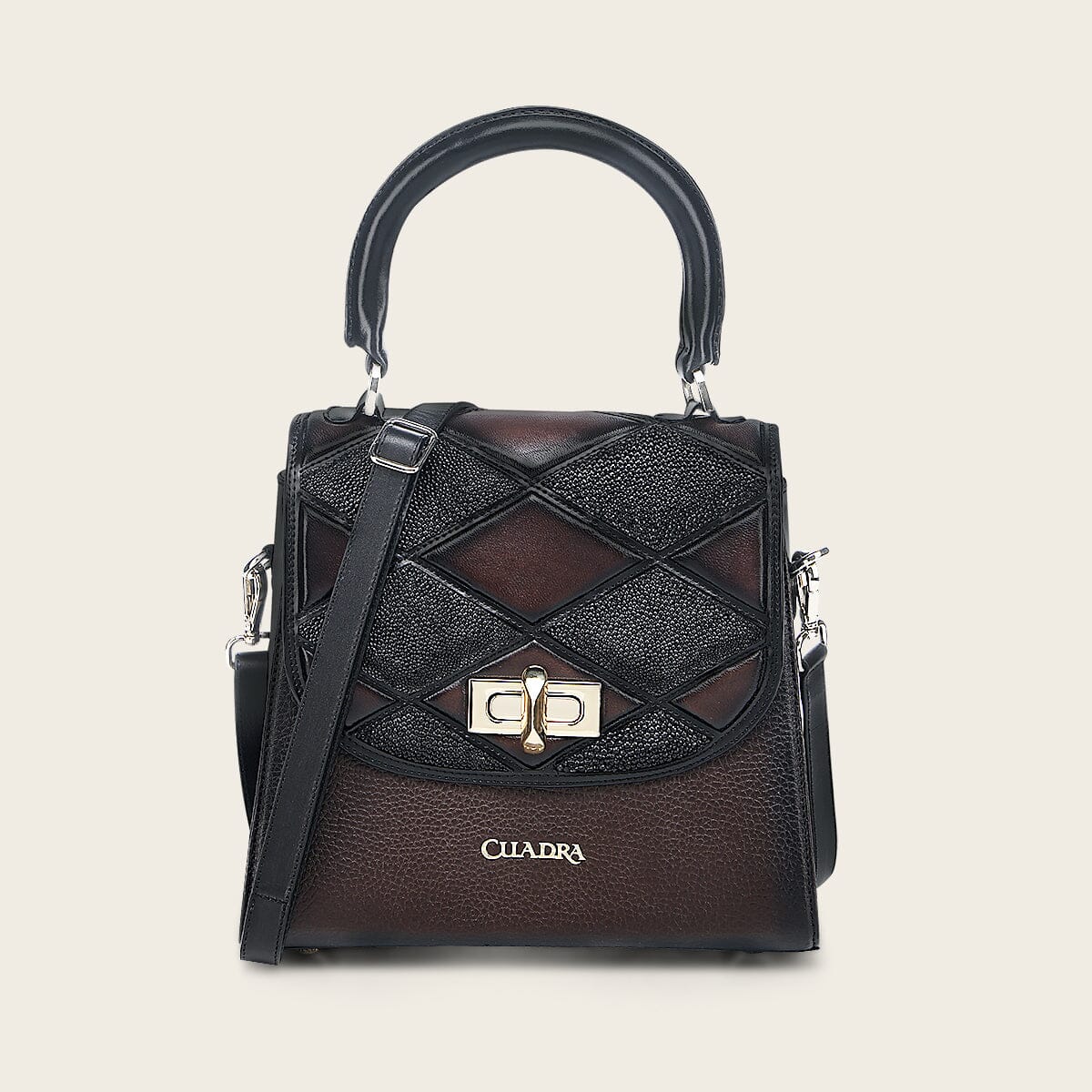 Bolso de mano en piel genuina de mantarraya para dama - Imagen 8