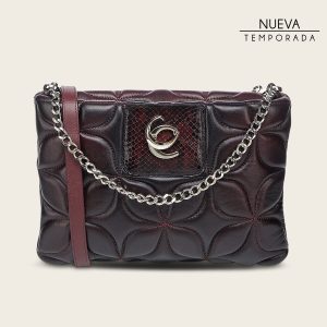 Bolso de hombro en piel genuina de pitón para dama