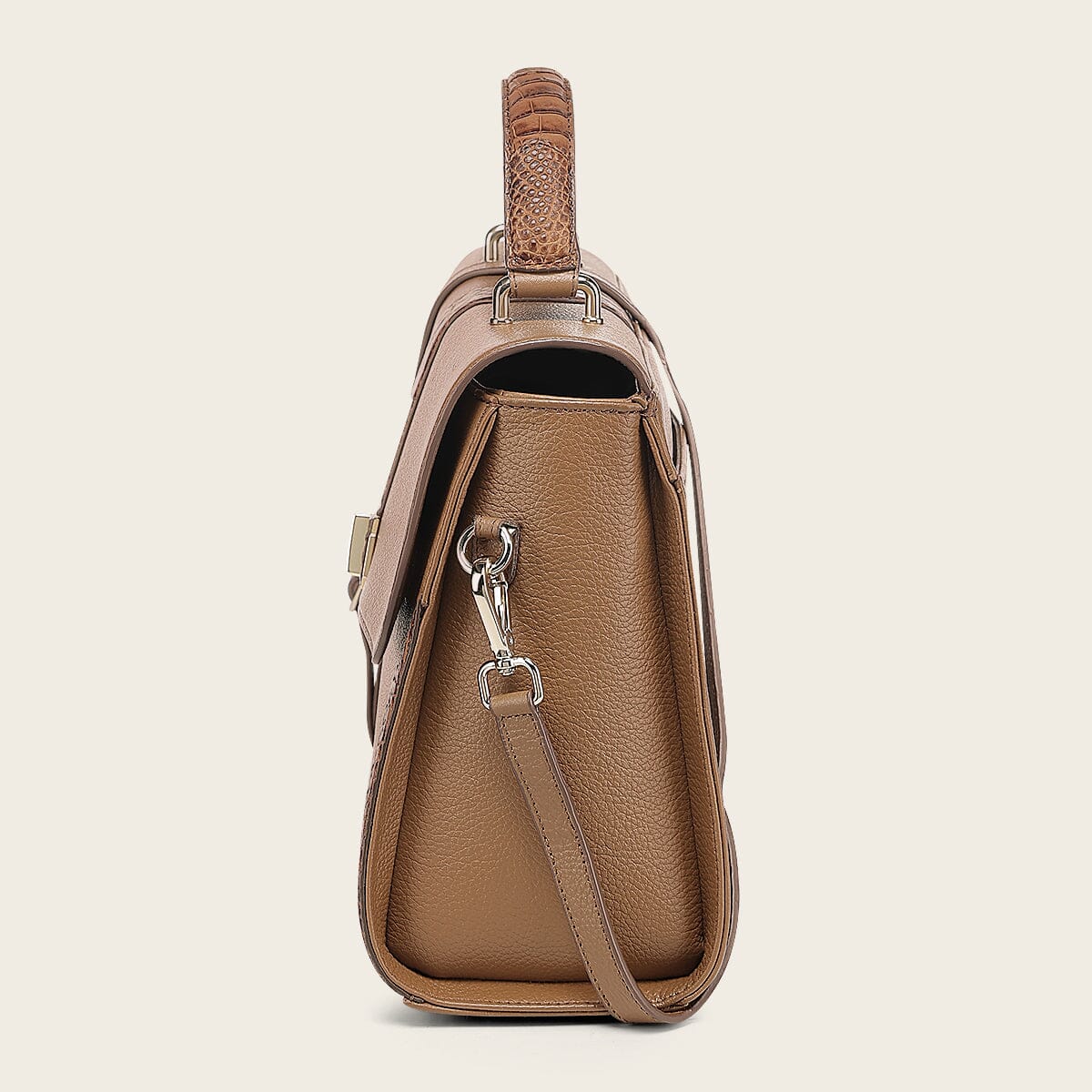 Bolso satchel en piel genuina de alligátor para dama - Imagen 7