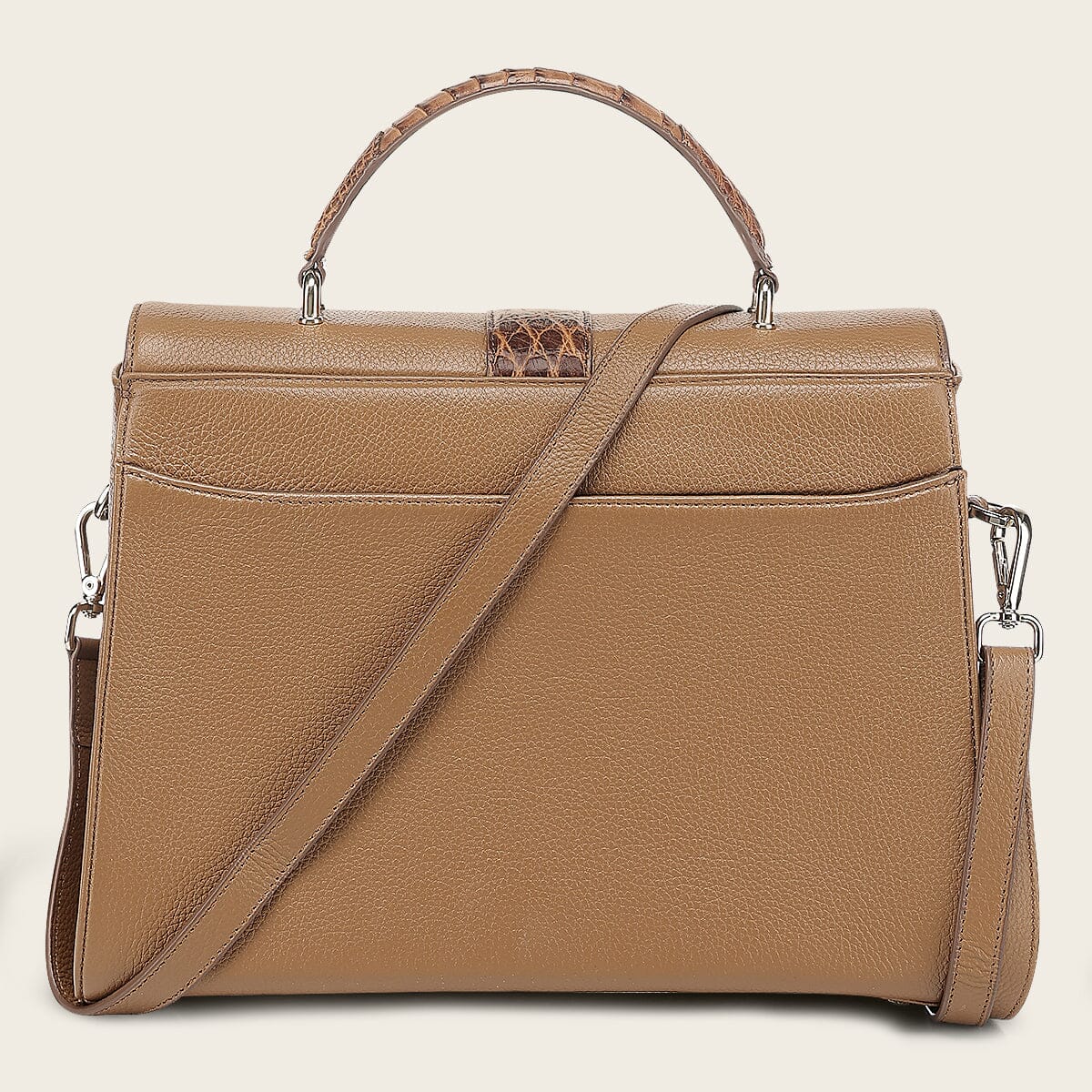 Bolso satchel en piel genuina de alligátor para dama - Imagen 9