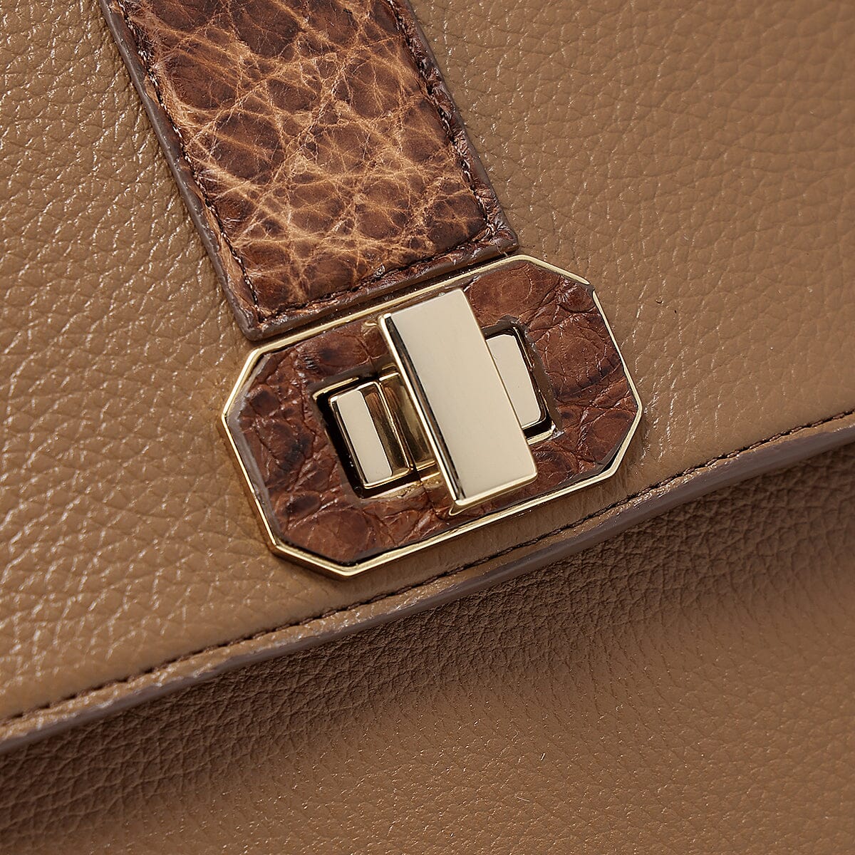 Bolso satchel en piel genuina de alligátor para dama - Imagen 4