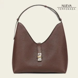 Bolso de hombro en piel genuina de pitón para dama