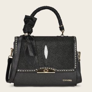 Bolso de mano en piel genuina de mantarraya para dama