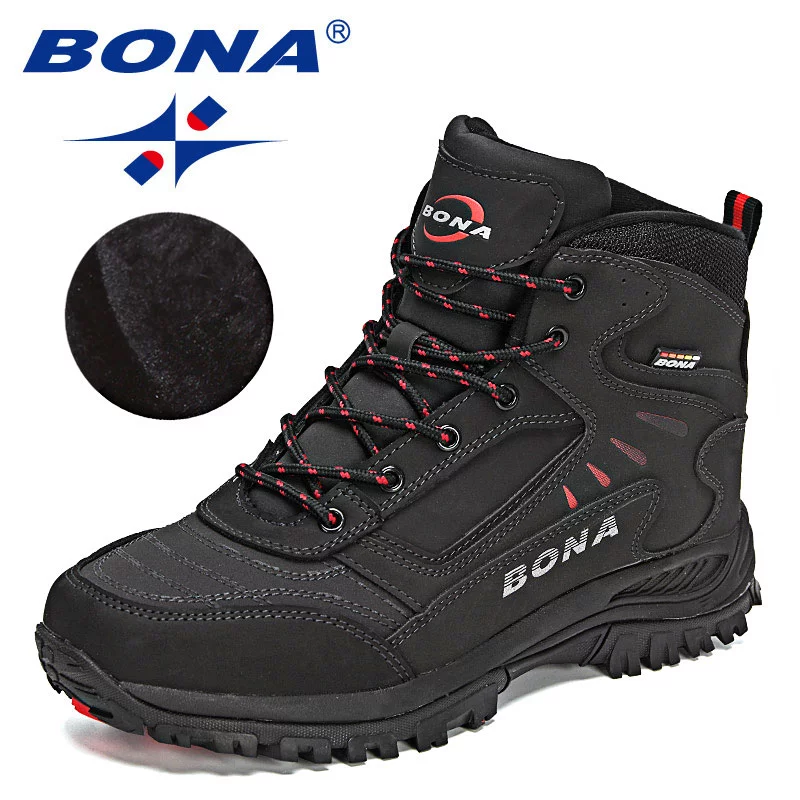 BONA-Botas de felpa de alta calidad para hombre, botines cálidos de nieve, zapatillas de deporte de cuero, Mansculino, invierno, 2022 - Imagen 3