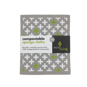 Bayetas compostables de algodón y celulosa – Pack de 2 Plus&Hojas