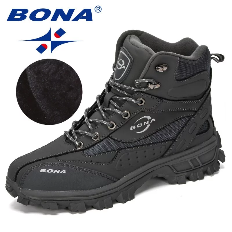 Bona Zapatos de Cuero para Acción, Botas Altas, Material de Felpa, Calzado Cómodo, Botines para Escalada y Pesca, Uso en Exteriores, Artículo para Hombre, Adecuado para Invierno, Nuevo Diseño - Imagen 2