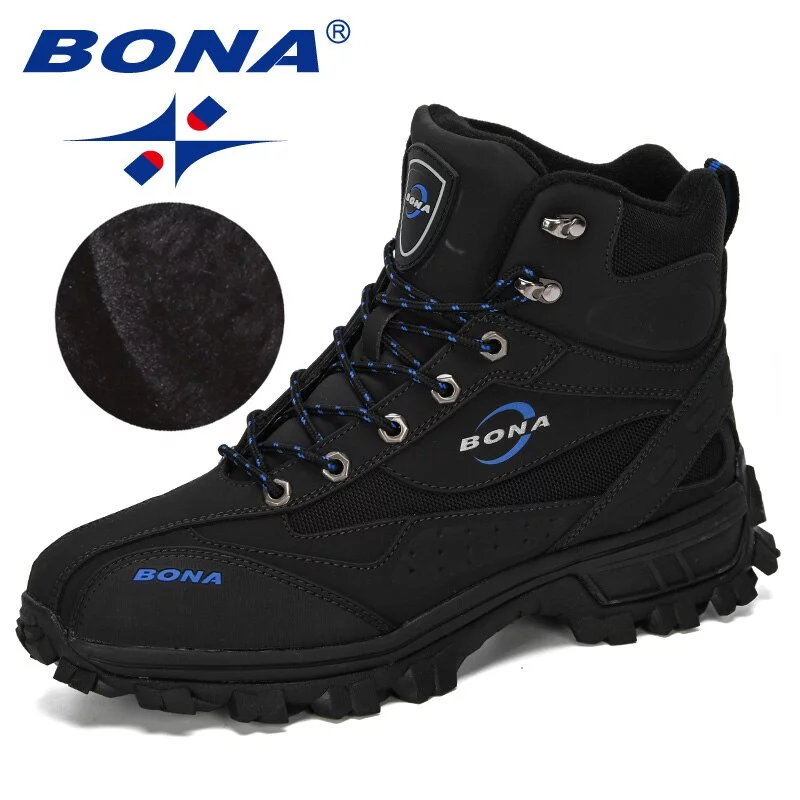 Bona Zapatos de Cuero para Acción, Botas Altas, Material de Felpa, Calzado Cómodo, Botines para Escalada y Pesca, Uso en Exteriores, Artículo para Hombre, Adecuado para Invierno, Nuevo Diseño - Imagen 4