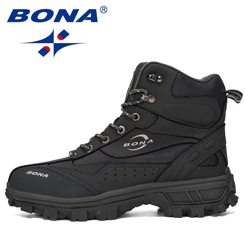 Bona Zapatos de Cuero para Acción, Botas Altas, Material de Felpa, Calzado Cómodo, Botines para Escalada y Pesca, Uso en Exteriores, Artículo para Hombre, Adecuado para Invierno, Nuevo Diseño - Imagen 5