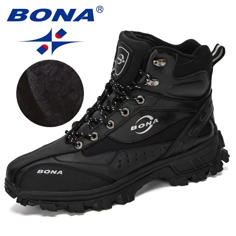Bona Zapatos de Cuero para Acción, Botas Altas, Material de Felpa, Calzado Cómodo, Botines para Escalada y Pesca, Uso en Exteriores, Artículo para Hombre, Adecuado para Invierno, Nuevo Diseño - Imagen 6