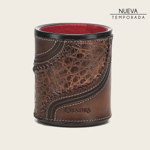 Juego de cubilete en piel genuina de alligator