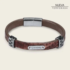 Pulsera para caballero en piel genuina de cocodrilo