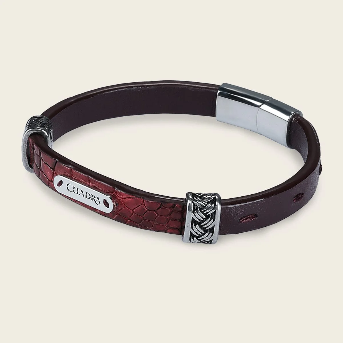 Pulsera para caballero en piel genuina de cocodrilo - Imagen 5