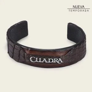 Pulsera ajustable para caballero en piel genuina de cocodrilo