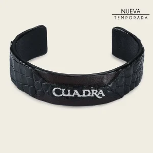 Pulsera ajustable para caballero en piel genuina de cocodrilo