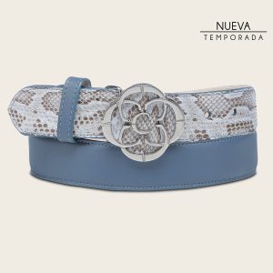 Cinturón casual en piel genuina de pitón para dama