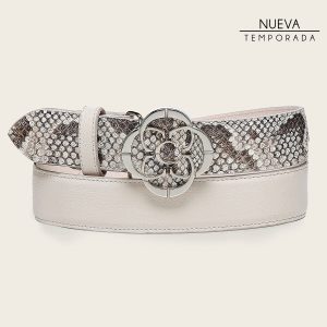 Cinturón casual en piel genuina de pitón para dama