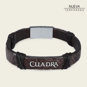 Pulsera para caballero en piel genuina de cocodrilo