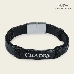 Pulsera para caballero en piel genuina de cocodrilo