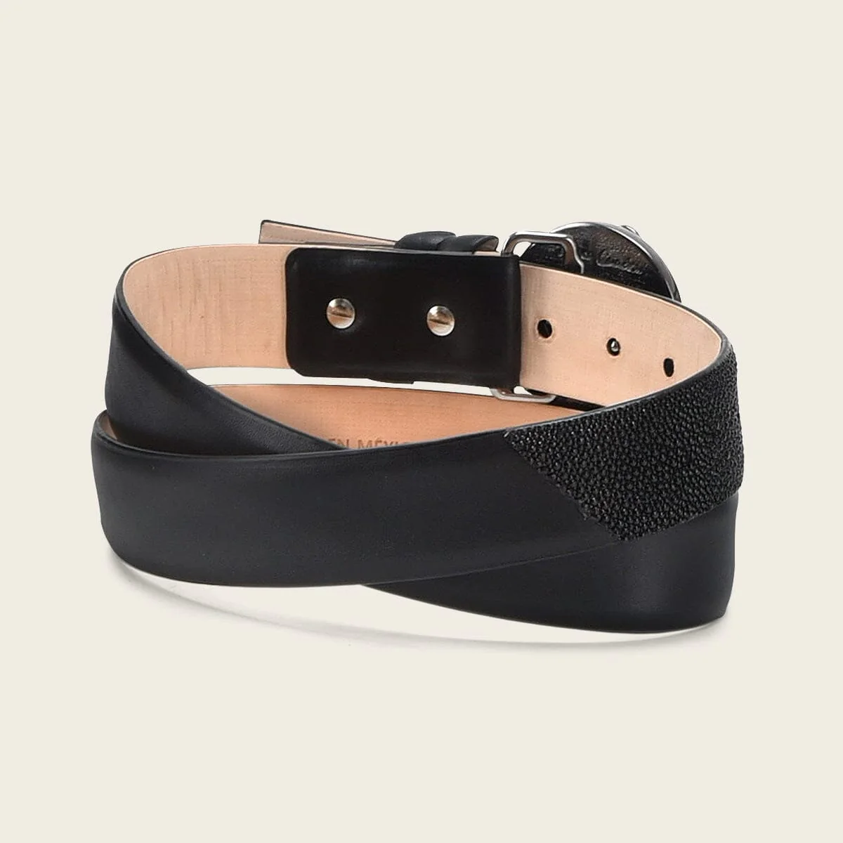 Cinturón de vestir en piel genuina de mantarraya para caballero - Imagen 5