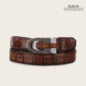 Cinturón casual en piel genuina de alligator para caballero